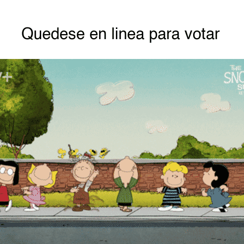Quédese en linea para votar - stay in line to vote Spanish text motion meme