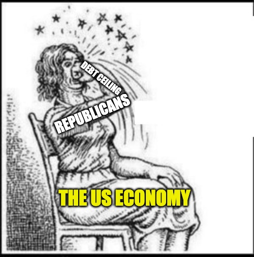 Republicans punching the Debt Ceiling in the face meme