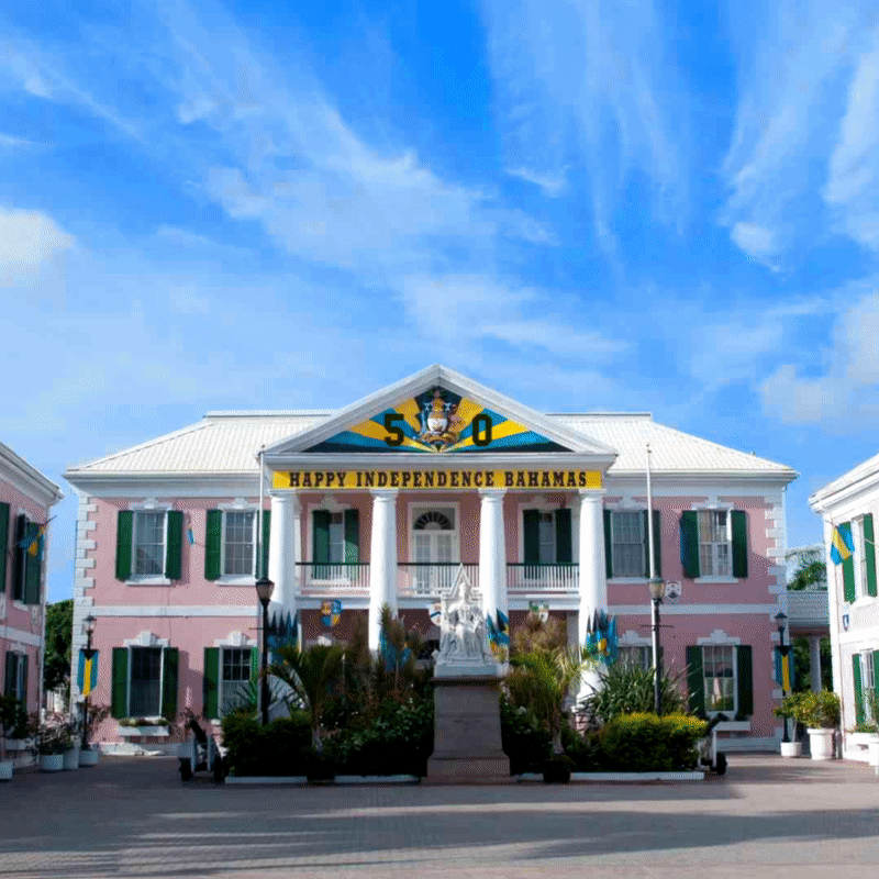 A New Day in the Bahamas sun over parliament
