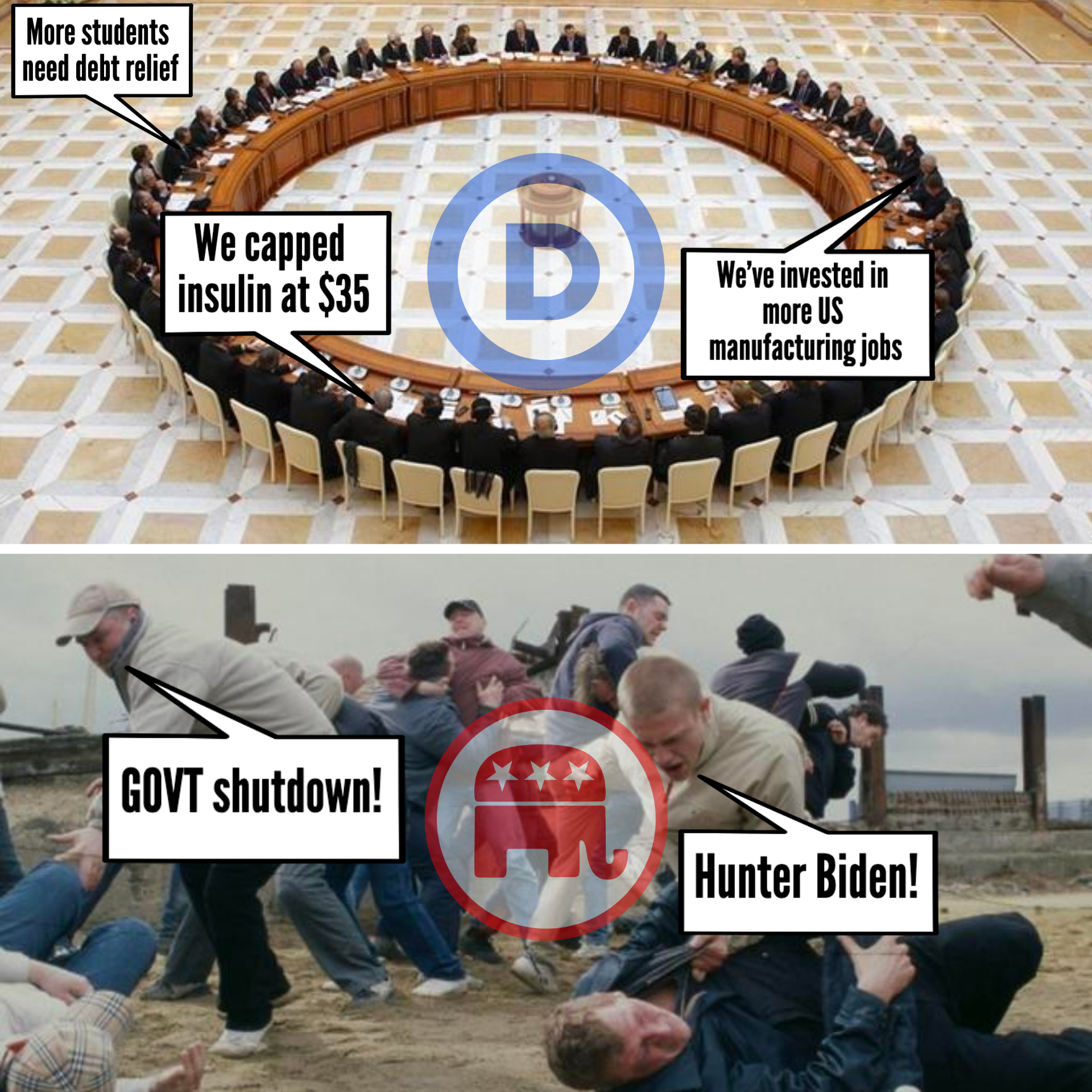 Dem vs Republican meetings meme