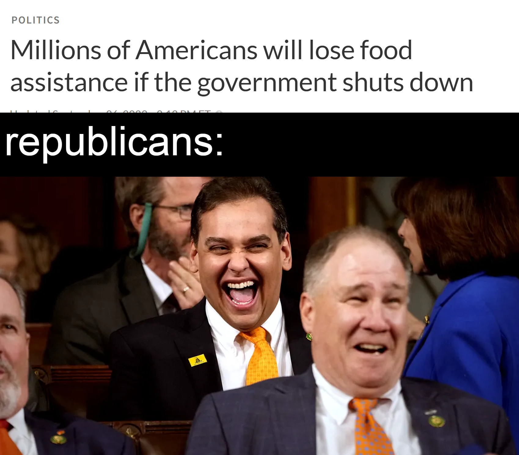Millions of Americans will lose food assistance if the government shuts down meme