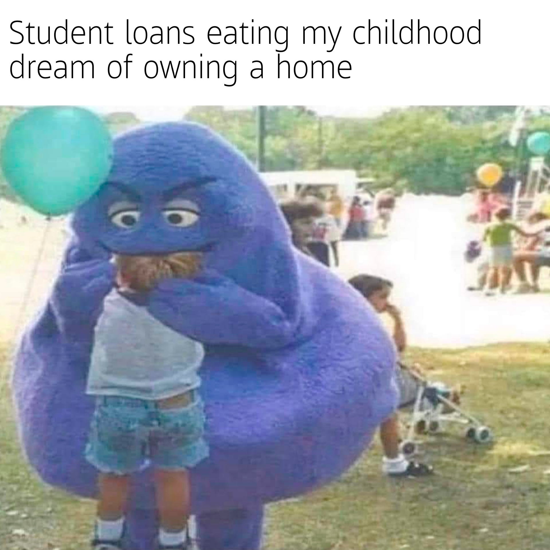 Student loans eating my childhood dream of owning a home meme