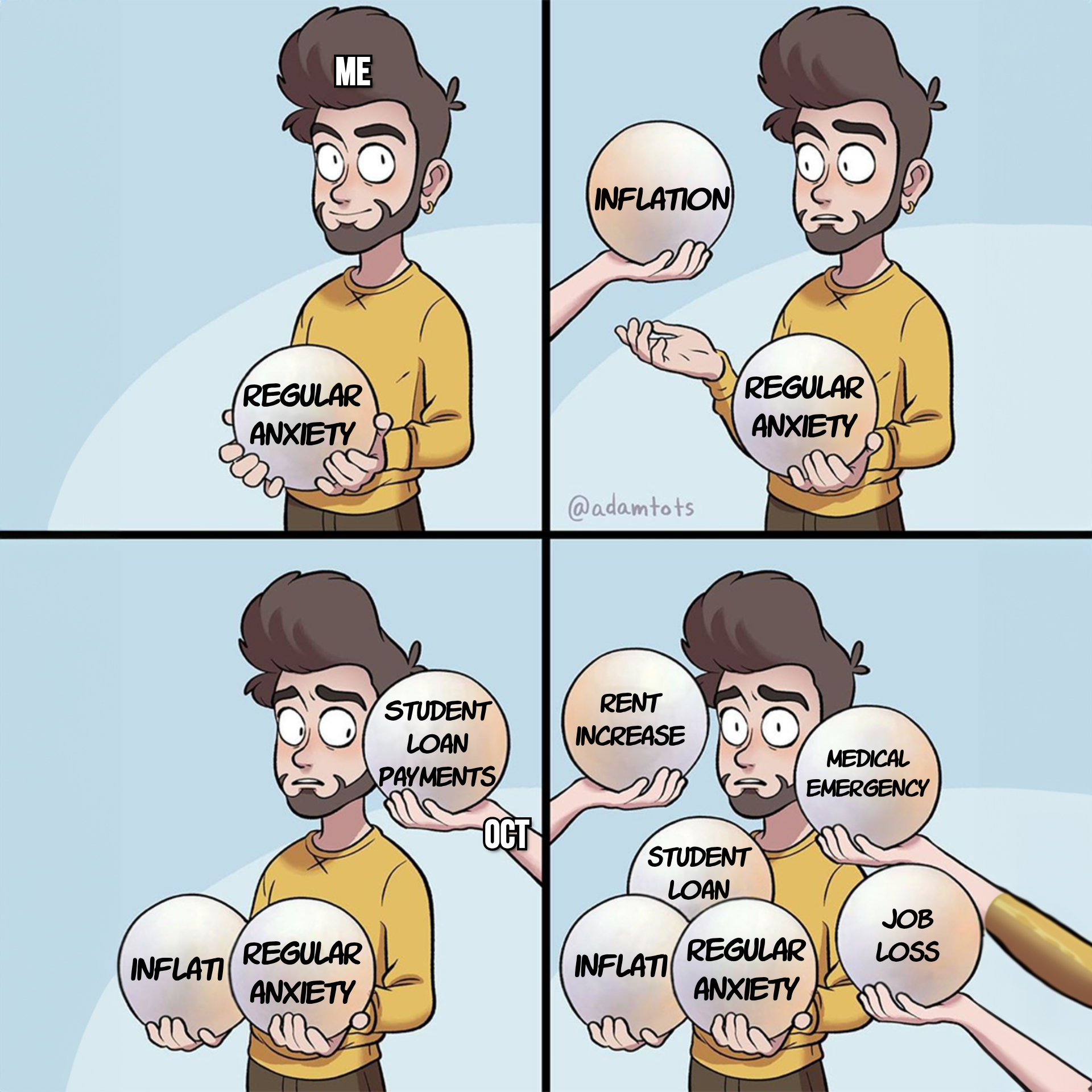 Holding anxiety, inflation, student loan repayment, and more meme