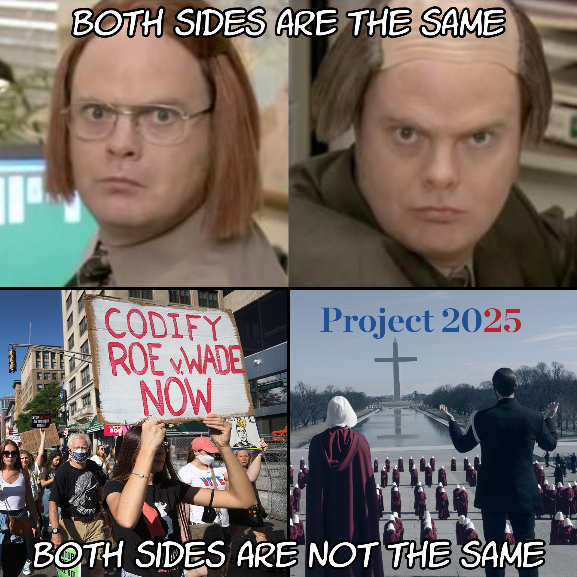 Both sides are the same vs both sides are not the same meme