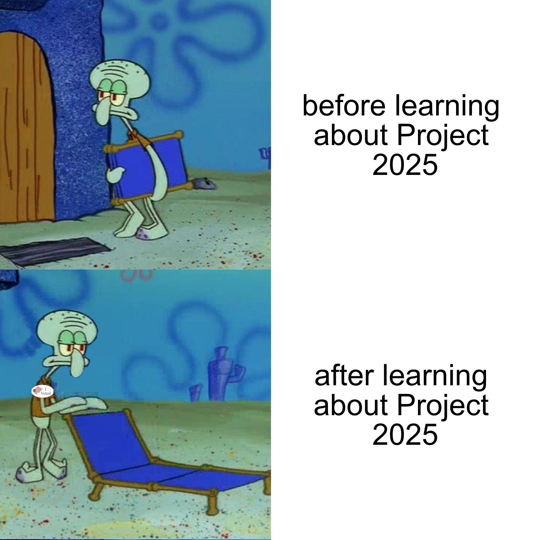 Before vs after learning about Project 2025 meme