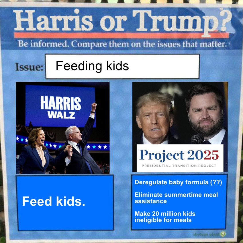 Harris vs Trump feeding kids meme
