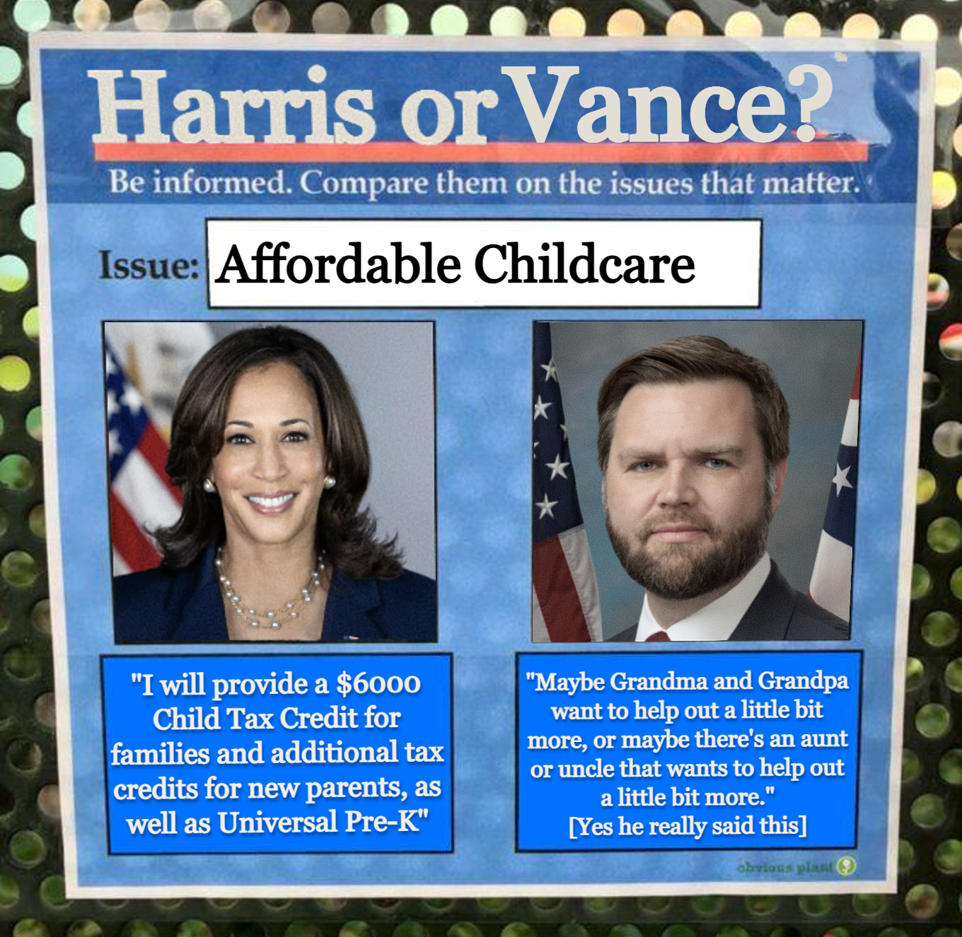 Affordable child care harris vs trump meme