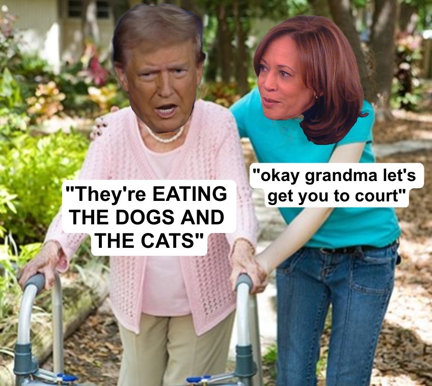 They're eating dogs okay grandma meme