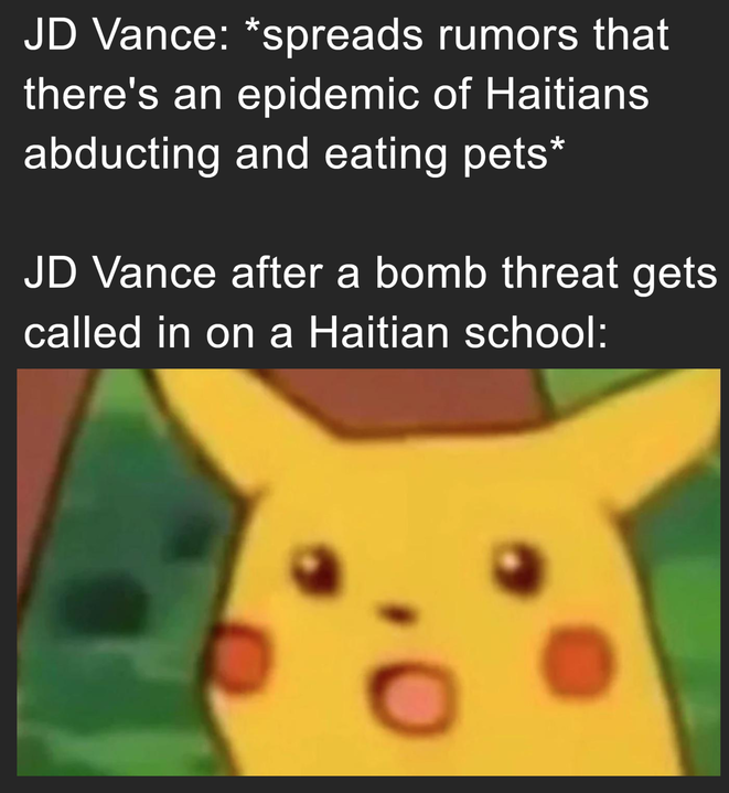 JD vance spreads rumor pikachu meme