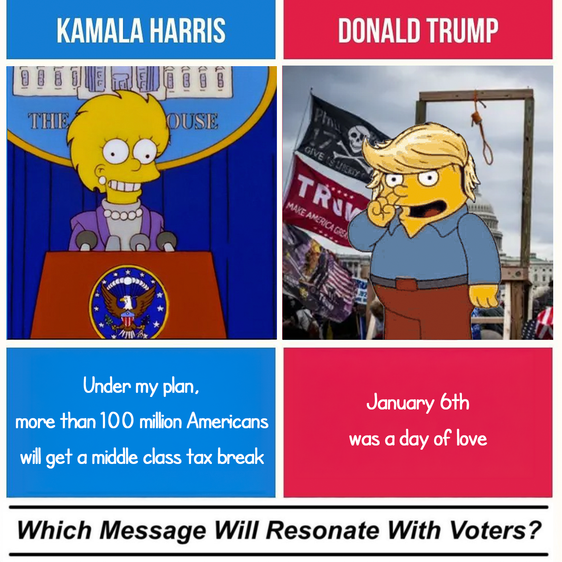 Lisa Simpson Harris vs Trump meme