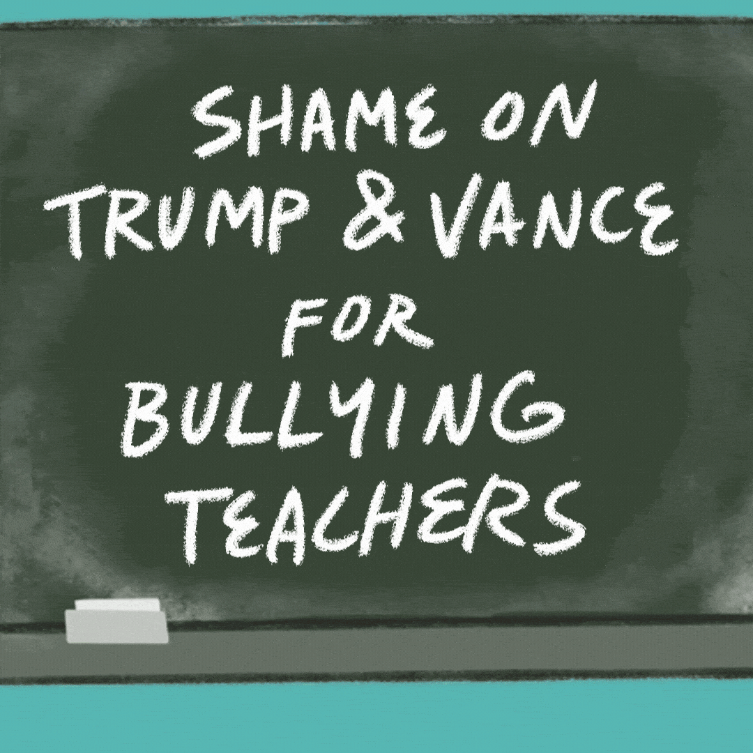 Shame on Trump and Vance for bullying teachers gif