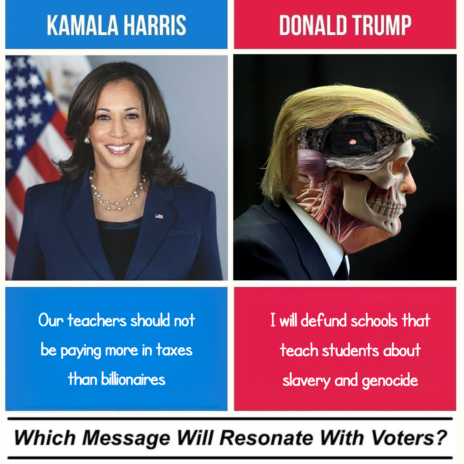 Harris vs Trump education policy aft meme