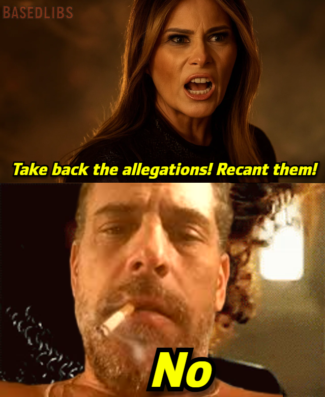 Melania, take back the allegations, recant them, hunter biden, no, epstein meme